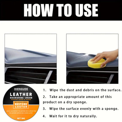 Leather Care Agent, Long-Lasting Car Seat Polishing and Nourishing Care, Leather Care Cream Suitable for Leather Pants, Bags, Shoes, Furniture