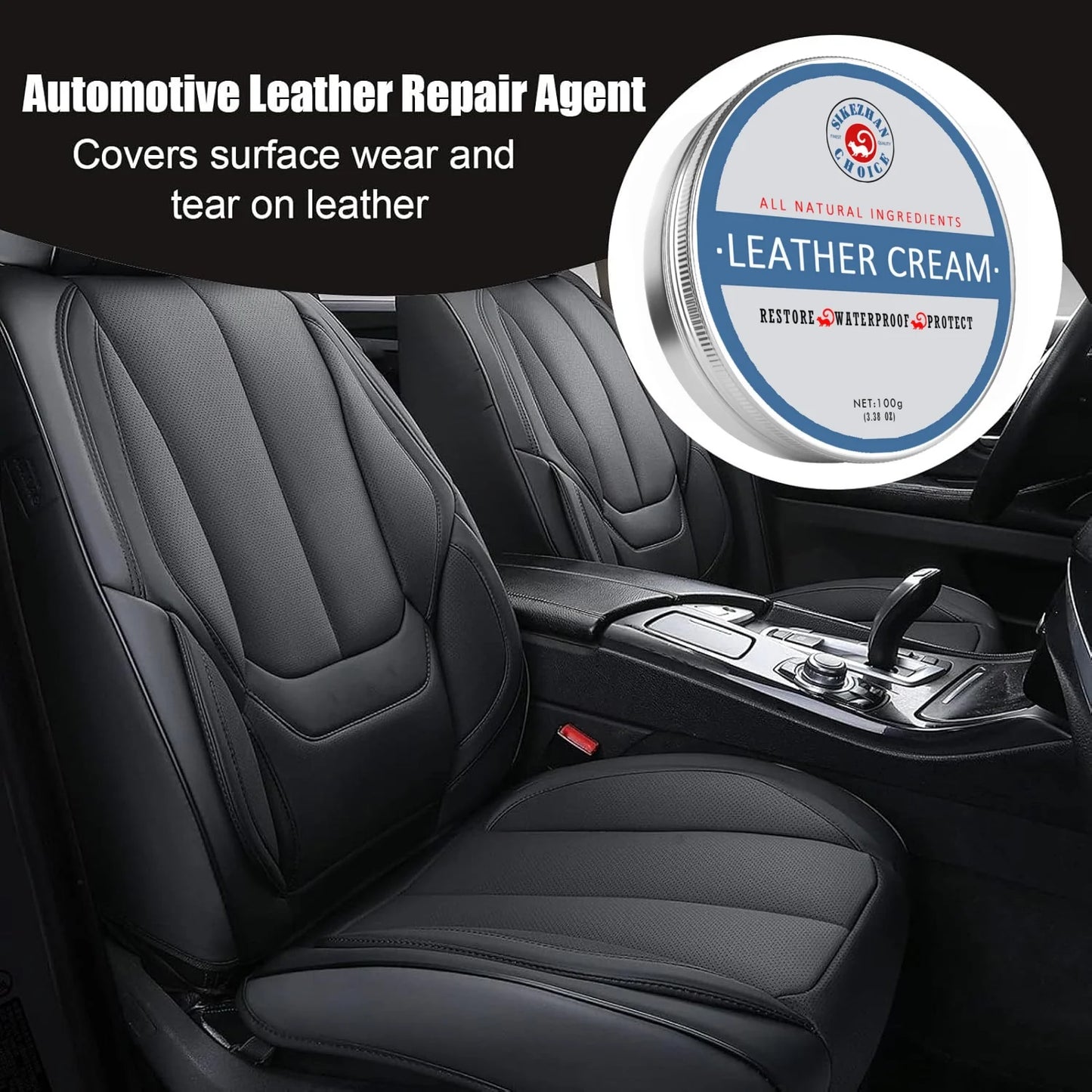 SIKEZHAN Leather Conditioner Balm, Natural Clear Odorless Cream for Car Seats & Interior Care, Nourishing & Non-Greasy