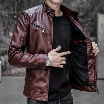 Male Leather Jackets Men Zipper Long Sleeve Fashion Brand Leather Jackets Short Cool Spring Autumn Biker Men Plus Size Jacket