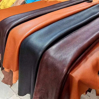 4mm thick cowhide top layer  reddish-brown leather fabric genuine leather table mat sofa  mattress yellowish-brown cowhide