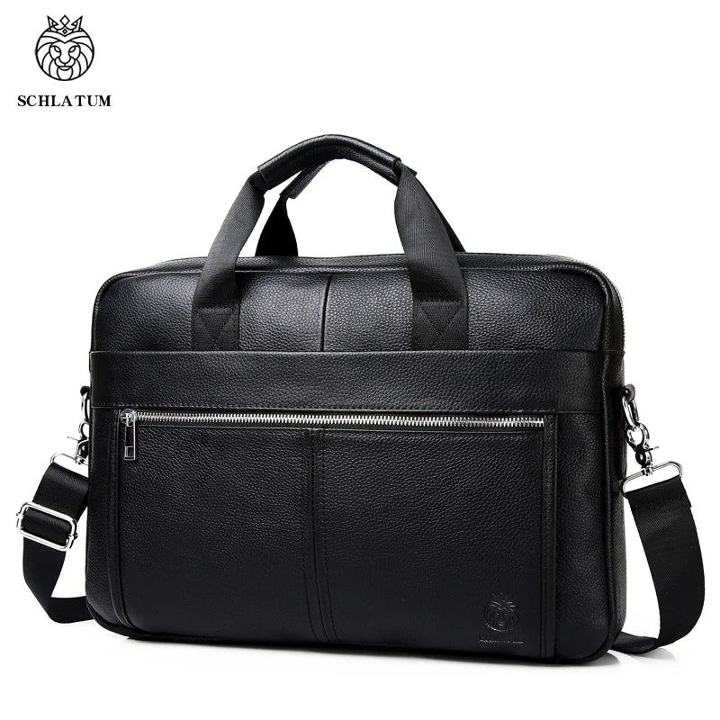 SCHLATUM Genuine Leather Briefcases Hard For Men Luxury Handbags Laptop Briefcase Bags 15 Inch Office Bussiness Computer Bag