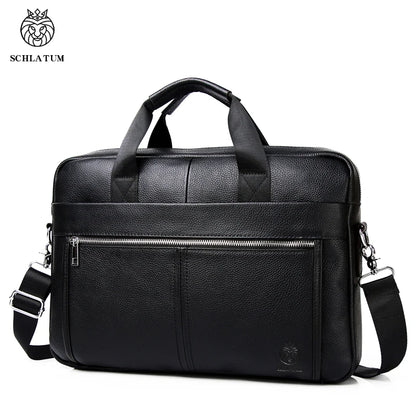 SCHLATUM Genuine Leather Briefcases Hard For Men Luxury Handbags Laptop Briefcase Bags 15 Inch Office Bussiness Computer Bag