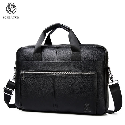 SCHLATUM Genuine Leather Briefcases Hard For Men Luxury Handbags Laptop Briefcase Bags 15 Inch Office Bussiness Computer Bag