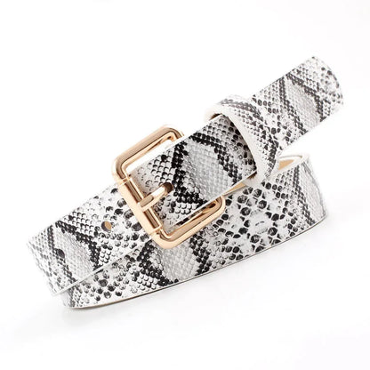105x2.3cm High Quality lady Retro Pu Leather Snake skin texture Waist Belt Women Jeans、 dresses clothing paired with fine belt