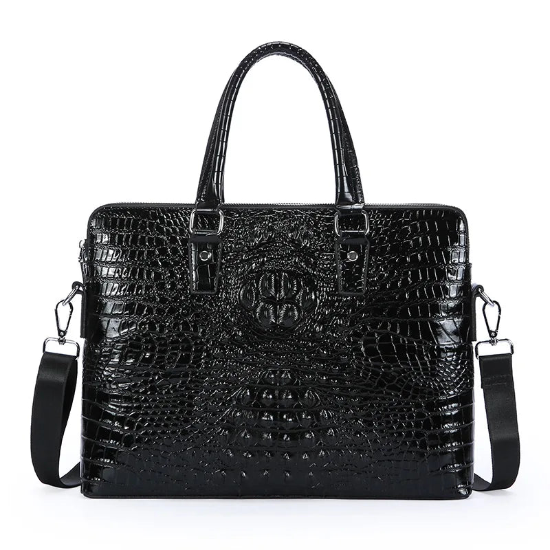 New Crocodile Grain Laptop Bags Cow Genuine Leather Men's Briefcase Luxury Male Handbags Men Messenger 14 Inch Computer Bag