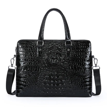 New Crocodile Grain Laptop Bags Cow Genuine Leather Men's Briefcase Luxury Male Handbags Men Messenger 14 Inch Computer Bag