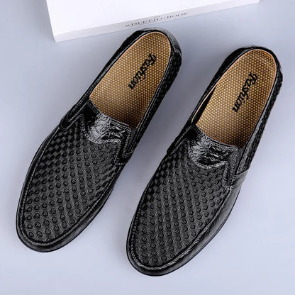 Leather Men Shoes Casual 2025  Men Loafers Moccasins Summer Breathable Slip on Boat Shoes Brand Driving Shoes Plus Size 38-47