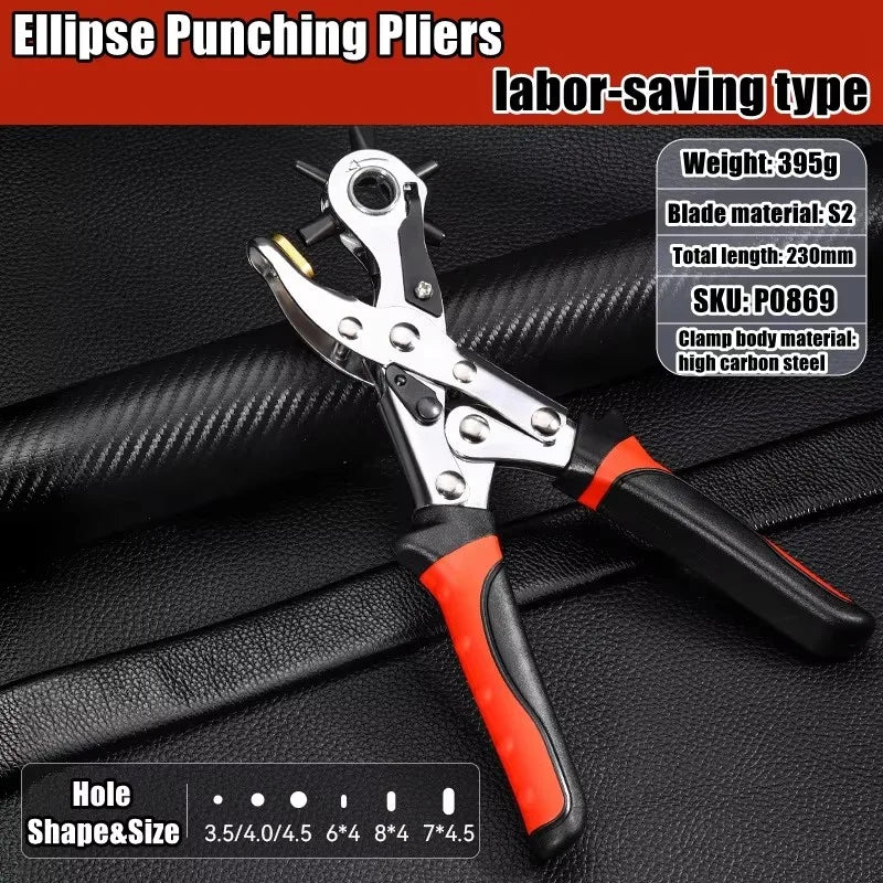 Leather Hole Punch Pliers Tools Multifunctional StainlessSteel Belt Hole Punching Tool Heavy Duty Eyelet Puncher Crafts Tool