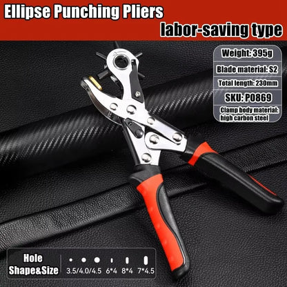 Leather Hole Punch Pliers Tools Multifunctional StainlessSteel Belt Hole Punching Tool Heavy Duty Eyelet Puncher Crafts Tool