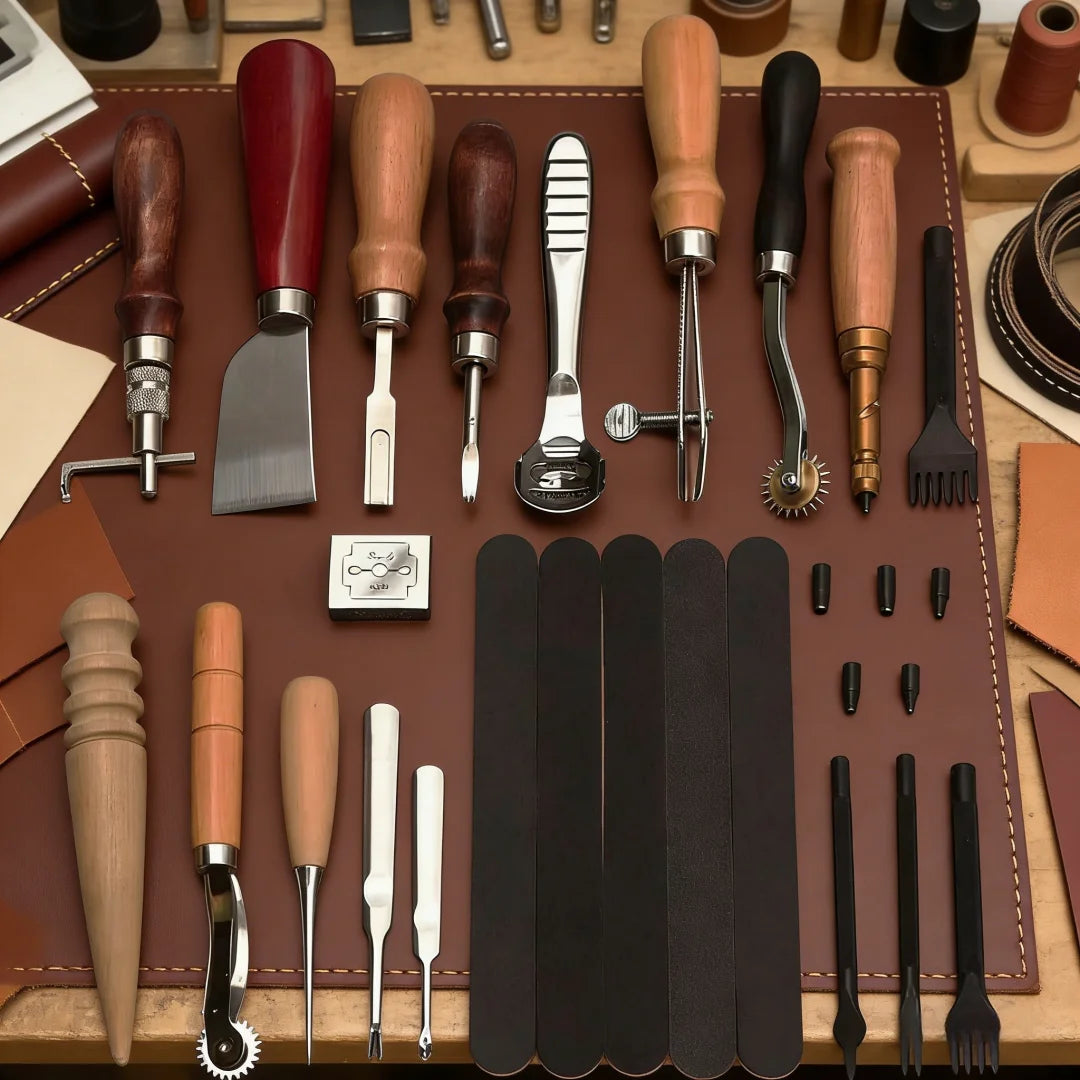 Leather Tool Set DIY Handmade Leather Sewing Set Art 18 Kinds of Multifunctional Leather Repair and Production Tools