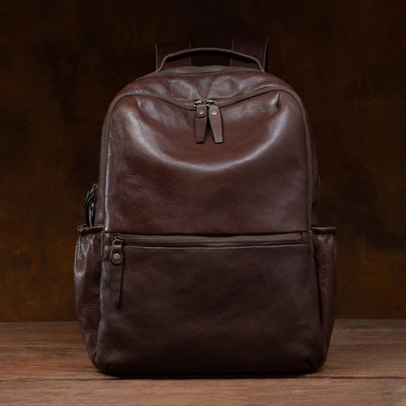 Leather Women's Outdoor Travel Backpack Vintage Large Capacity School Backpack Men's Satchel Backpack for 15.6-inch Laptop Bag