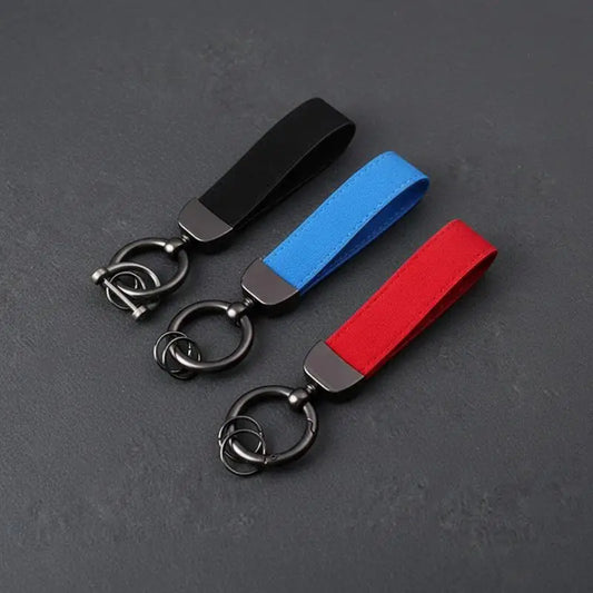 Leather Car Keychain, High-End Car Metal Key, Suede Pendant, Leather Ornament Metal Car Keychain Ring Accessories