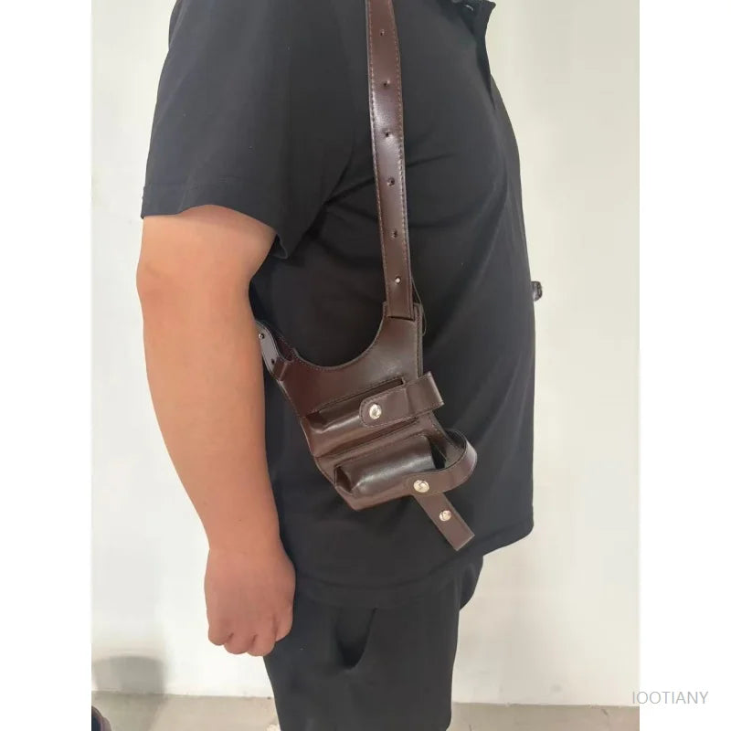 Gunslinger Role-playing Accessories Steampunk Retro Leather Western Cowboy Pistol Holster Chest Bag Gun Waist Bag Field Wallet