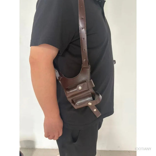 Gunslinger Role-playing Accessories Steampunk Retro Leather Western Cowboy Pistol Holster Chest Bag Gun Waist Bag Field Wallet