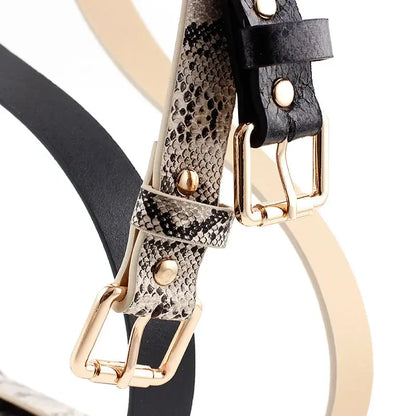 105x2.3cm High Quality lady Retro Pu Leather Snake skin texture Waist Belt Women Jeans、 dresses clothing paired with fine belt