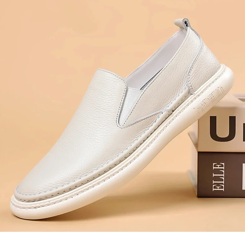Leather Shoes Men's 2026 Summer New Male Leather Shoe Leather Man Casual Single Shoe Solid Color Breathable Mans Shoes Loafers