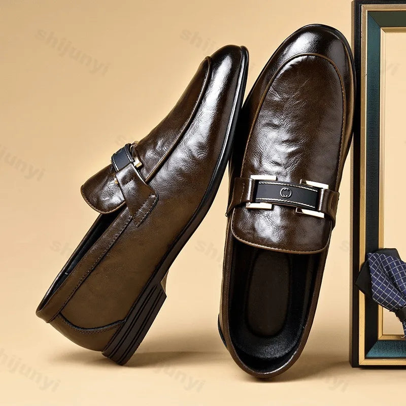 Men's Leather Shoes 2025 New High-quality Business Casual Shoes Men Loafers Spring Autumn Luxury Designer Dress Shoes Size 39-44