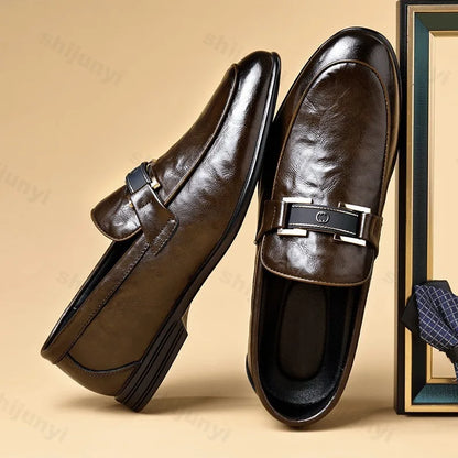 Men's Leather Shoes 2025 New High-quality Business Casual Shoes Men Loafers Spring Autumn Luxury Designer Dress Shoes Size 39-44
