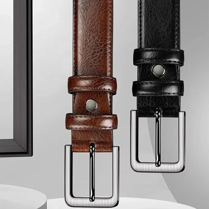 2pcs High Quality PU Leather Men's Belt, Casual and Business Needle Buckle Belts, Masculine Design, Fashion Novelty Waistband