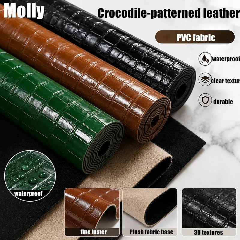 30×135cm Embossed Crocodile Pattern Faux Leather for Decorative Covering Bookbinding Wallet Making Handicrafts DIY Art Projects