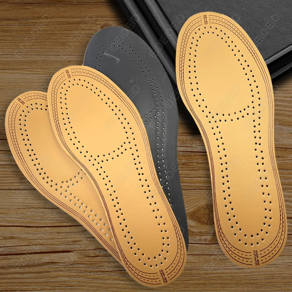 Leather Insoles For Shoes Men Women Breathable Cowhide Shoe Pads Massage Shock Absorption Cushion Sneakers Sole Insert Insole