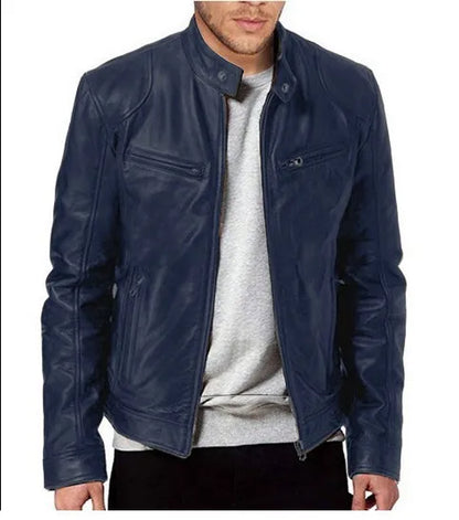 Men's Leather Jacket Bomber Motorcycle Biker Pu Leather Casual Loose Fit Faux Jacket For Men