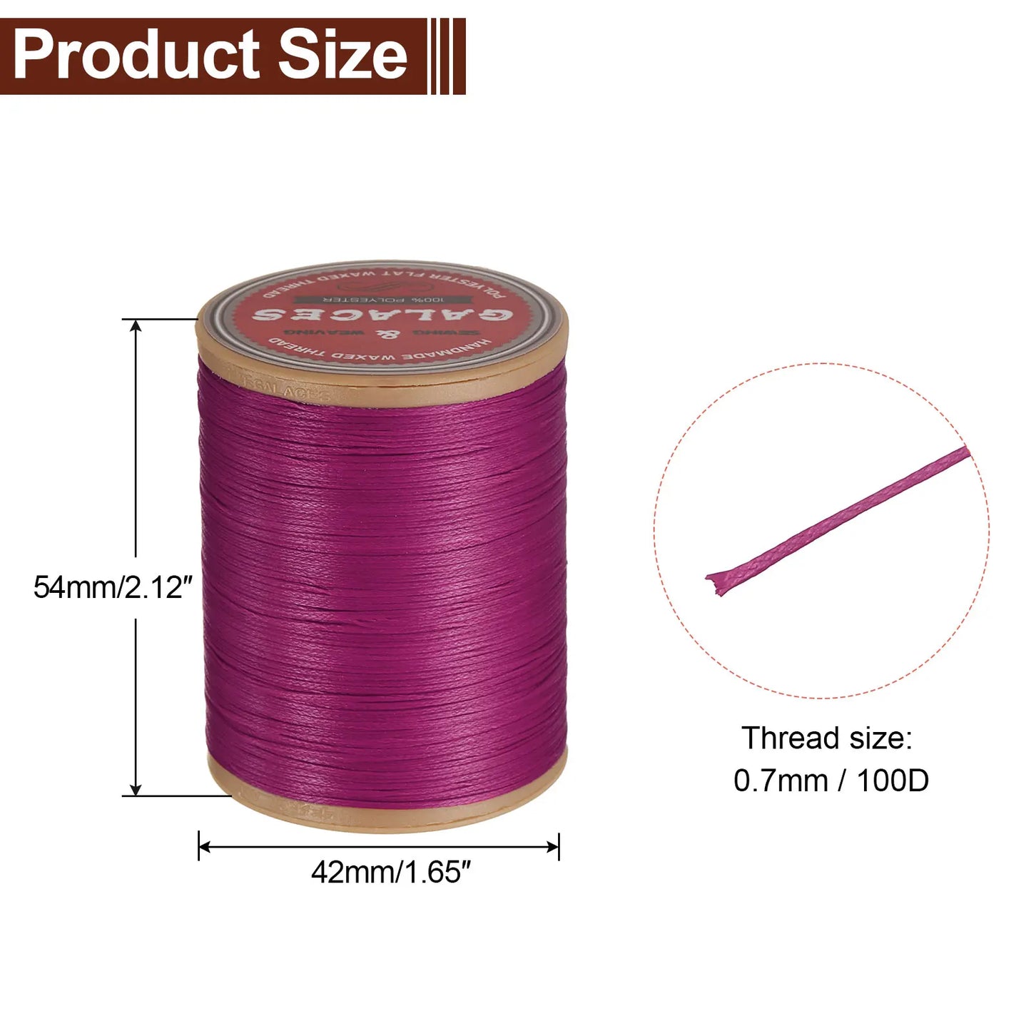 Flat Leather Sewing Waxed Thread 190m / 208 Yards Polyester Wax String 100D Wax Stitching Cord for Leather Crafts Braided
