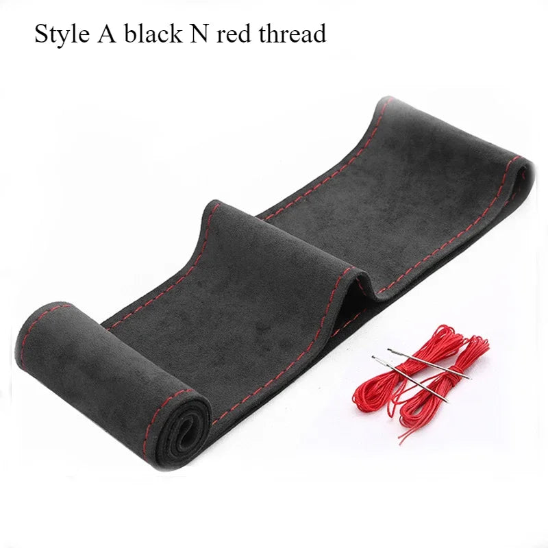 DIY Leather Steering Wheel Covers Soft Fiber Universal Braid Car Steering-Wheel With Needles and Thread Interior Accessories