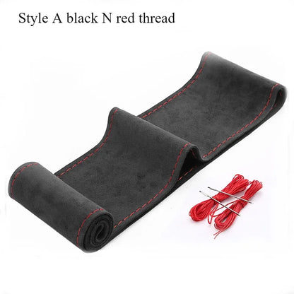 DIY Leather Steering Wheel Covers Soft Fiber Universal Braid Car Steering-Wheel With Needles and Thread Interior Accessories