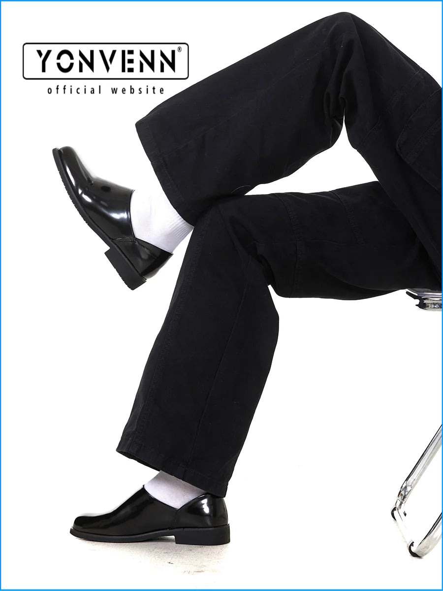 New leather men's shoes versatile for commuting slip in loafers lazy casual leather shoes trendy shiny and simple