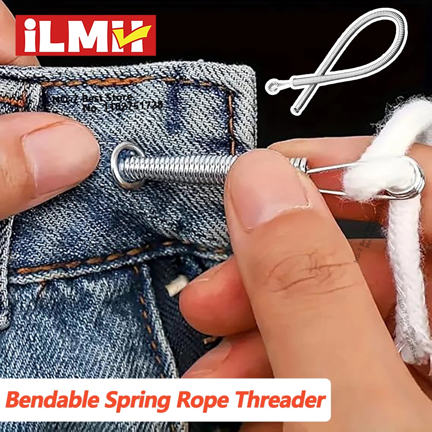 iLMH Bendable Spring Drawstring Threader, Pants Hoodies Elastic Band Lace Cord Flexible Drawstring Thread DIY Sewing Accessories