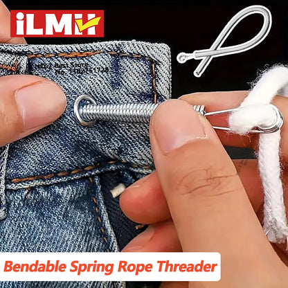 iLMH Bendable Spring Drawstring Threader, Pants Hoodies Elastic Band Lace Cord Flexible Drawstring Thread DIY Sewing Accessories