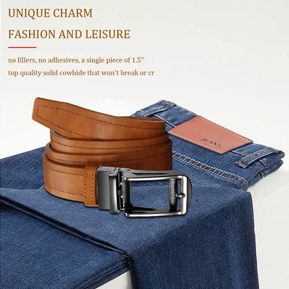Men's Leather Belts Fashion Automatic Buckle PU Male Belts Luxury Business Designer Black Brown 115 125 135cm