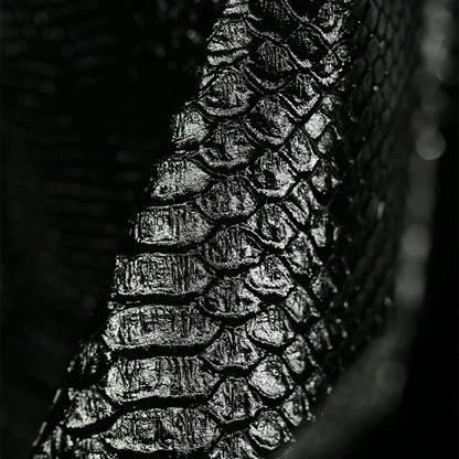 Snake Skin Pattern Matte Three-dimensional Heavy Texture PU Black Leather Textile Fabric Coat Clothing Designer Fabric