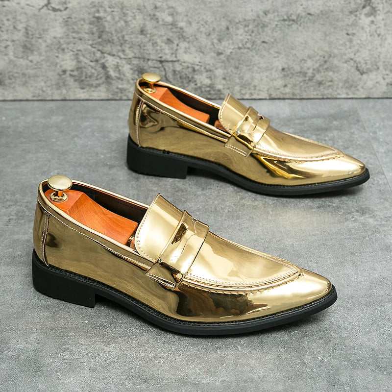 Wedding Leather Shoes For Men Classic Casual Business Shoes Male Green Loafers Social Party Purple Leather Oxford Shoes Man