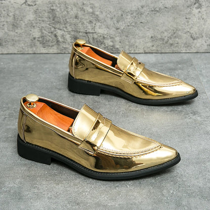 Wedding Leather Shoes For Men Classic Casual Business Shoes Male Green Loafers Social Party Purple Leather Oxford Shoes Man