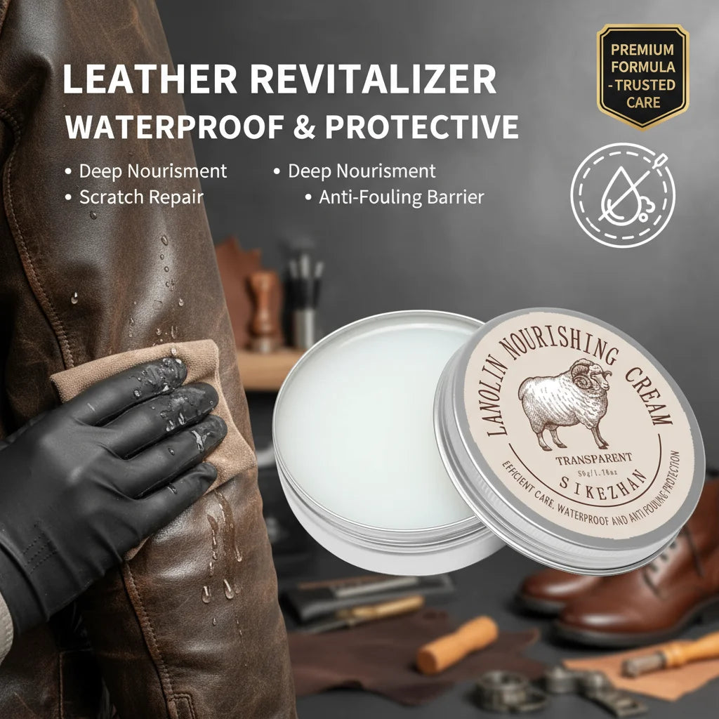 Leather Jacket Care Cream – Lanolin Nourishing Balm, Transparent Conditioner To Restore, Waterproof & Protect Leather Coats